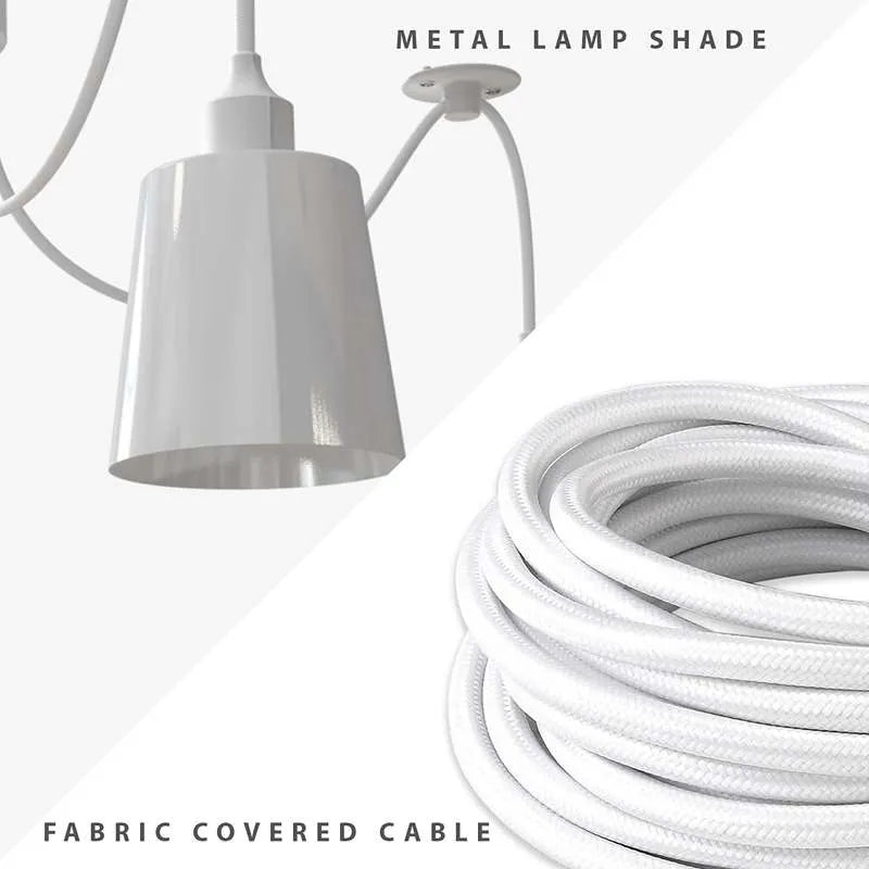 metal white lamp shade with fabric cable