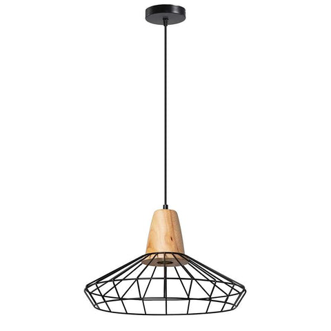 Lampe suspendue Vintage à Cage unique E27, Cage en fil noir ~ 4996