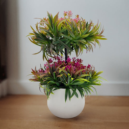 Paquet de 2 plantes artificielles bonsaï, petit Pot, fausses feuilles de fleurs, décor ~ 5381