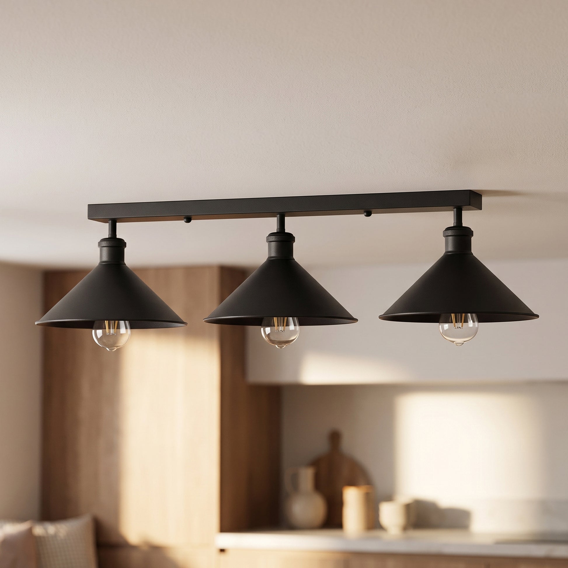3 Lampes Suspension Luminaire Cuisine Noir