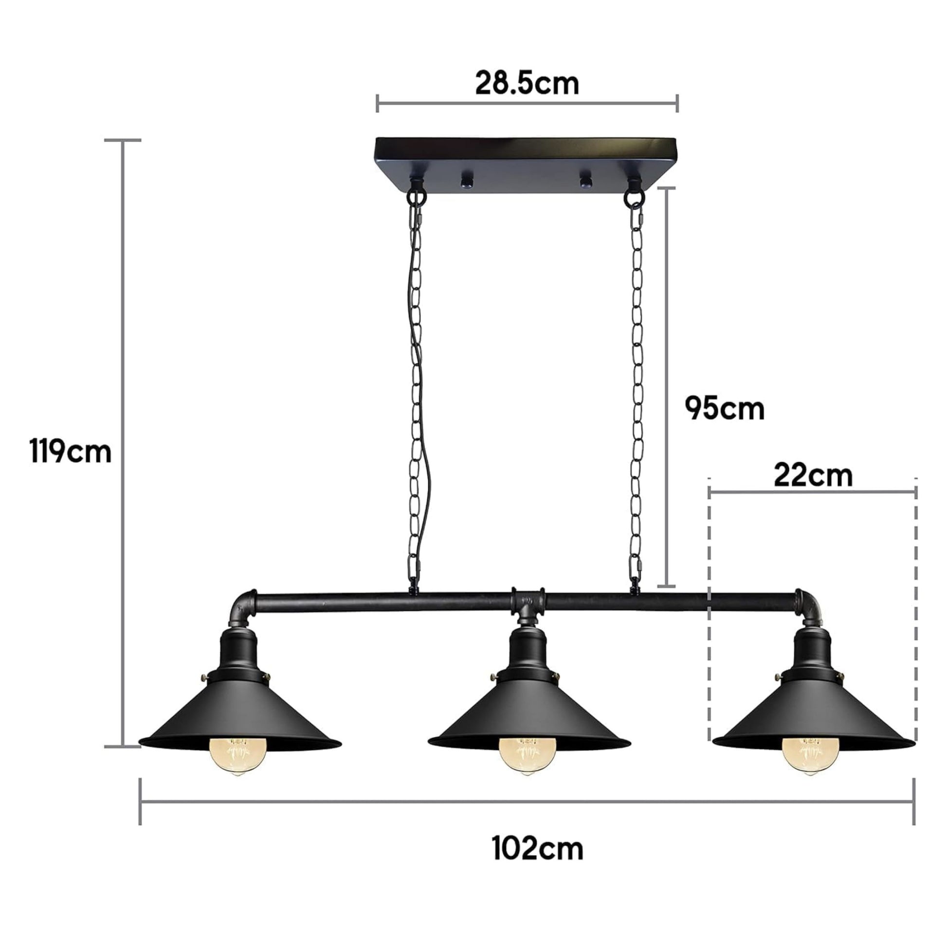 plafonnier 3 lampes industriel