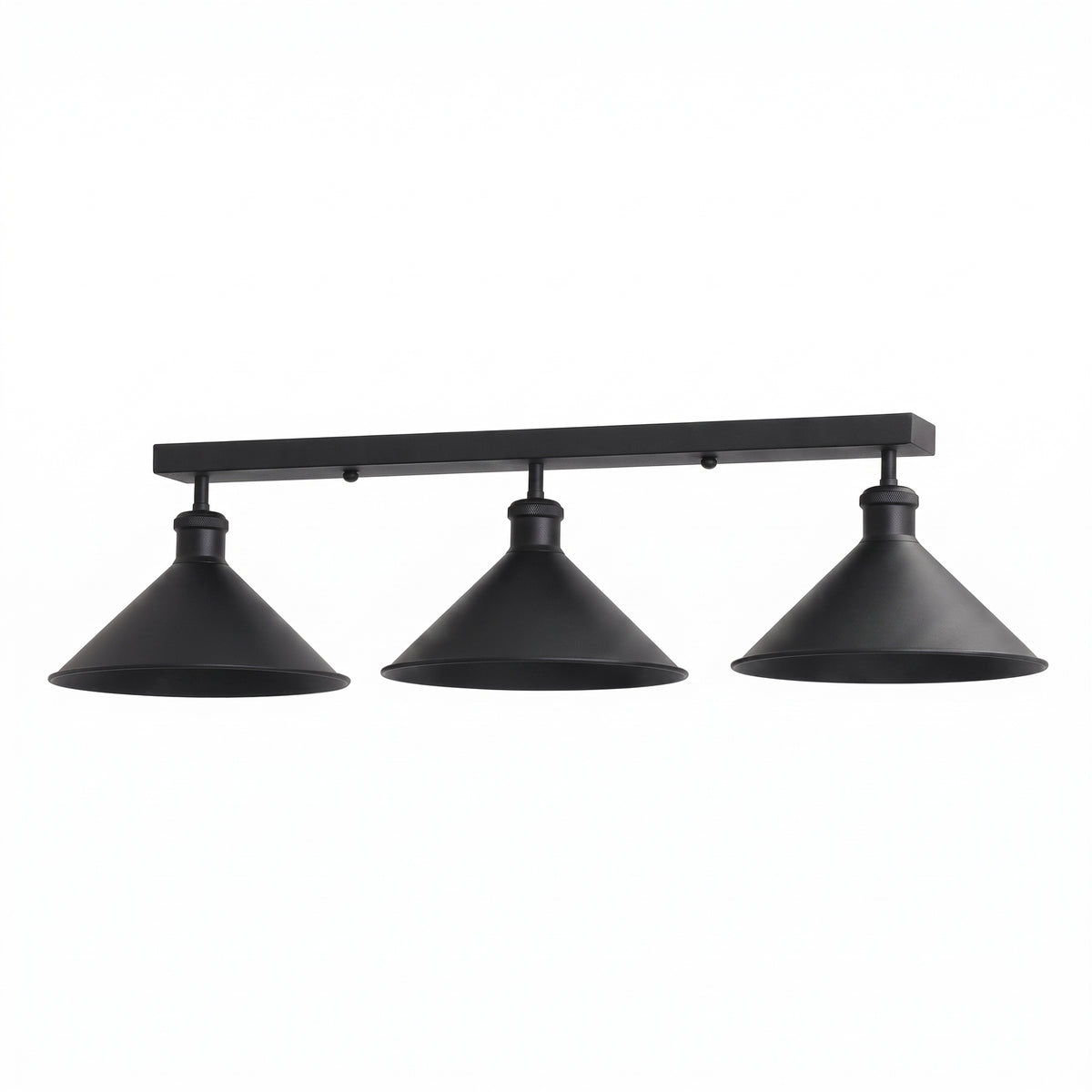 Suspension cuir synthétique en noir, à 3 lampes 