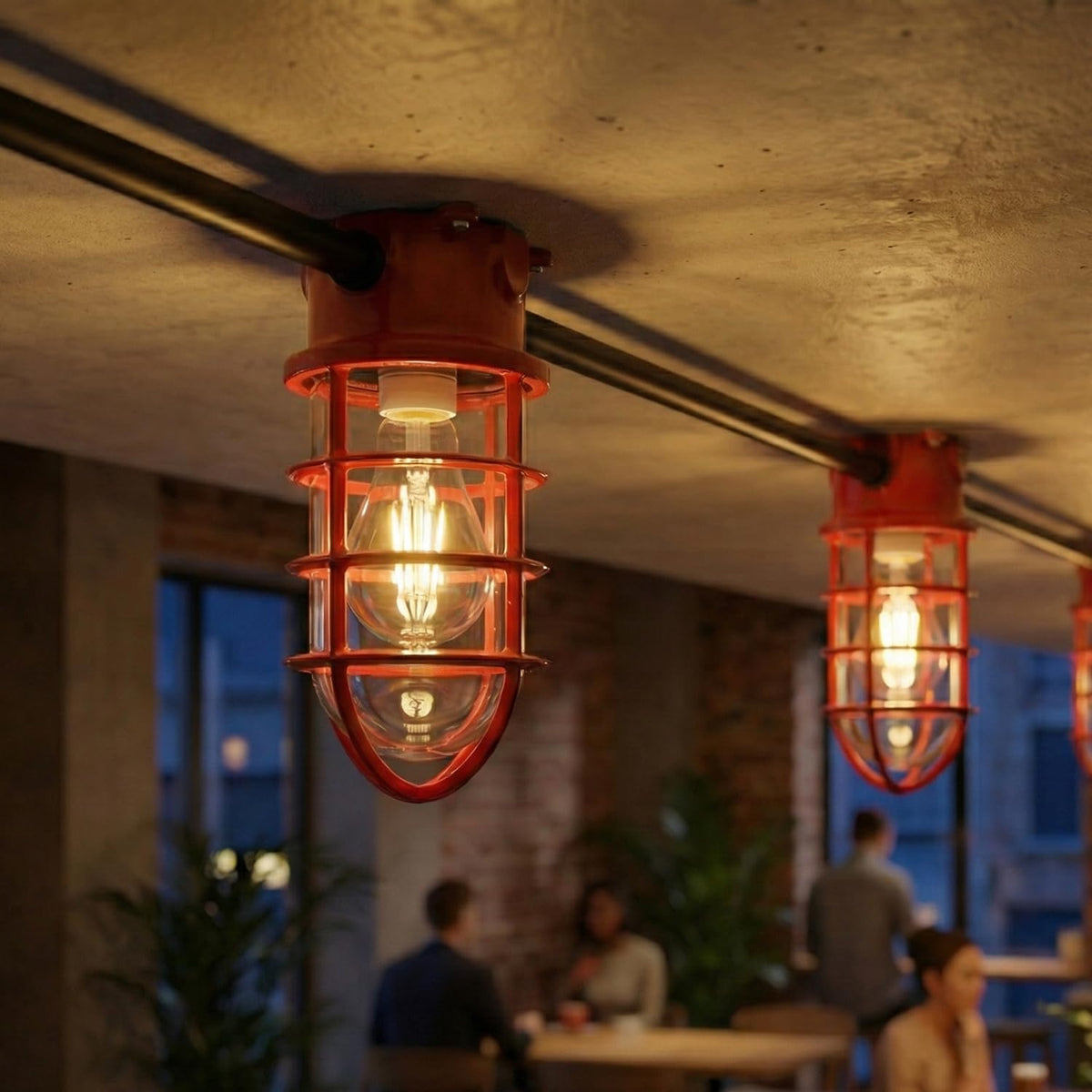plafonnier industriel métal et verre E27