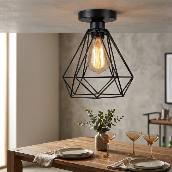 Plafonnier Industriel Vintage Luminaire E27 Rétro Diamant