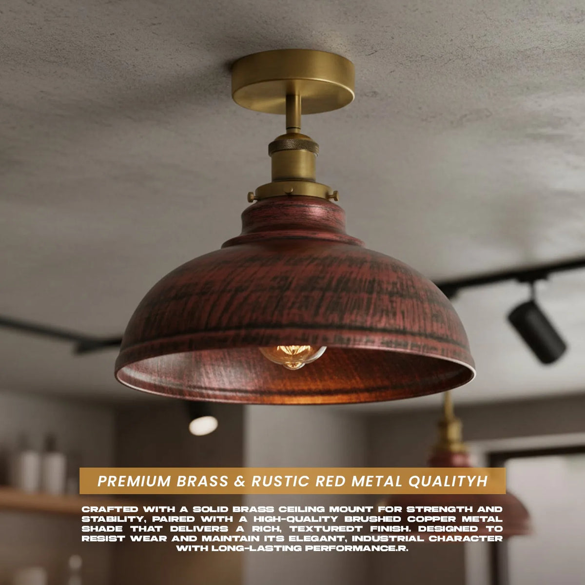 plafonnier semi-encastré métal dôme E27 industriel
