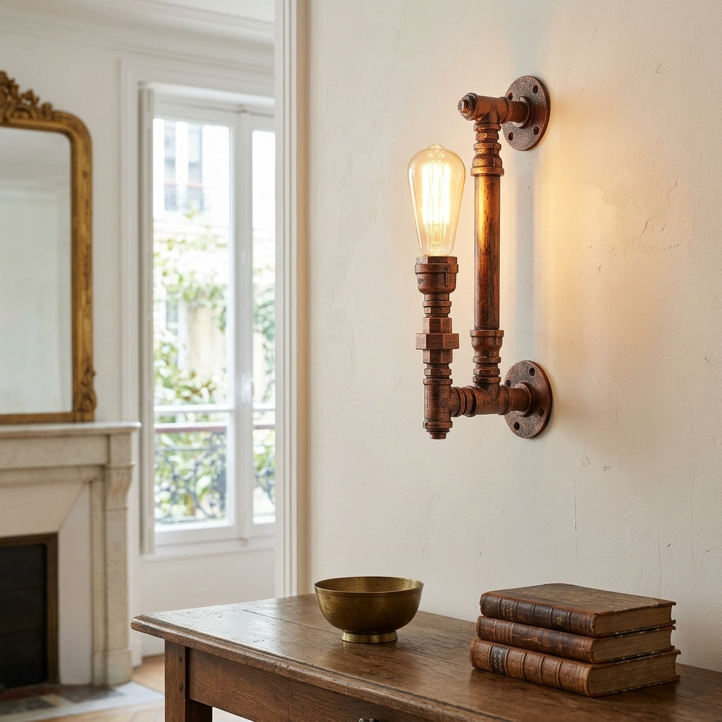 LEDSone Applique murale vintage rétro style milieu du siècle style industriel steampunk pour tuyau d'eau en métal style rustique pour décoration 