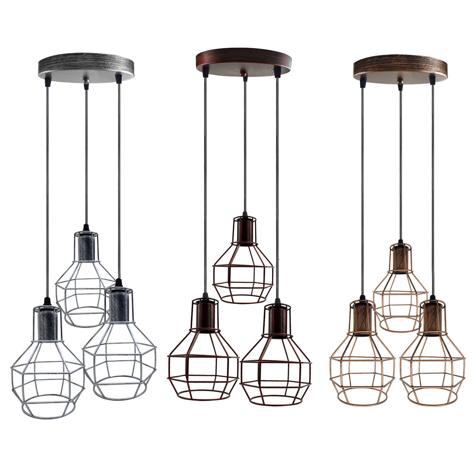 Industrial 3 Way Cage  Lamp