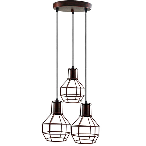 Lampe suspendue à 3 lumières en métal, nid d'abeille, Cage métallique, ~ 5318