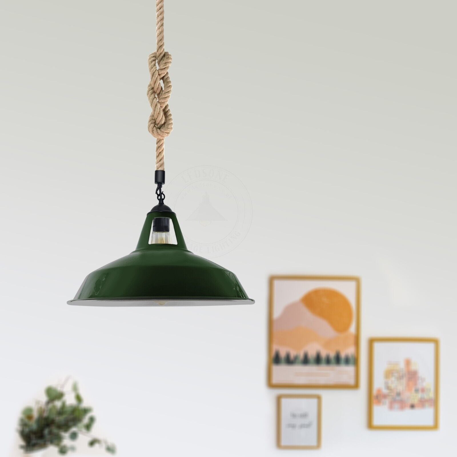 green barnslot ceiling pendant light