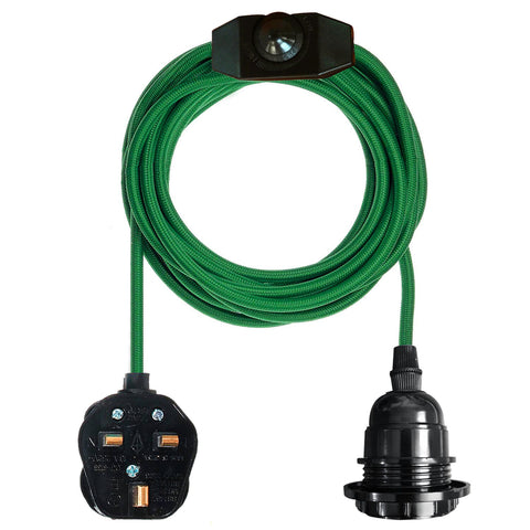 2M UK Plug-in Vintage E27 variateur tissu pendentif support de lumière avec ampoule gratuite ~ 1267