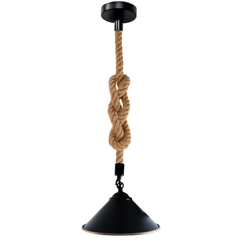 Lampe suspendue en corde de chanvre, abat-jour conique suspendu Vintage ~ 5078