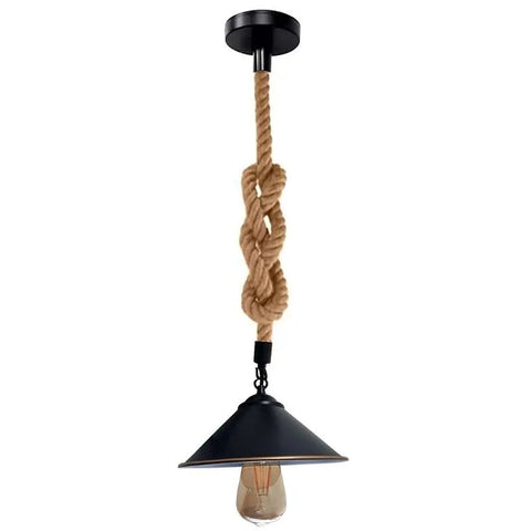 Lampe suspendue en corde de chanvre, abat-jour conique suspendu Vintage ~ 5078