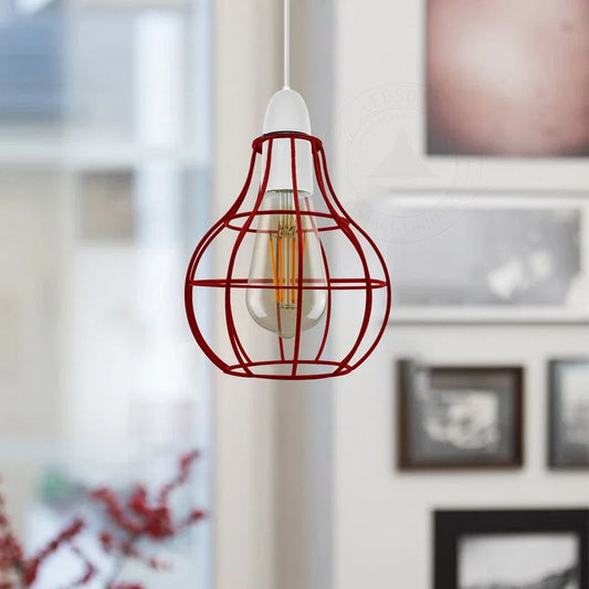 LEDSone Abat-jour Cage Métallique Vase – Lustre Industriel Vintage E27 ~2217