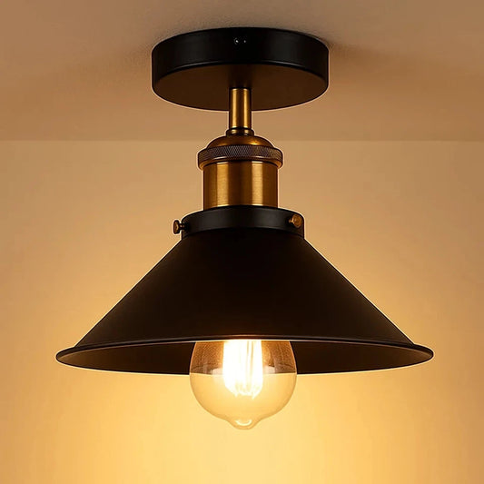Luminaire Plafonnier Industriel Moderne avec Abat-jour Métallique ~1743