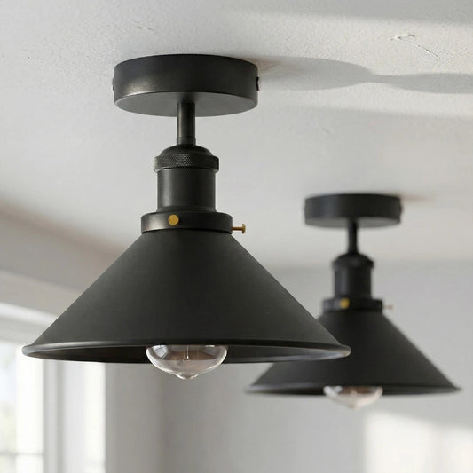 Luminaire Plafonnier Industriel Moderne avec Abat-jour Métallique ~1743