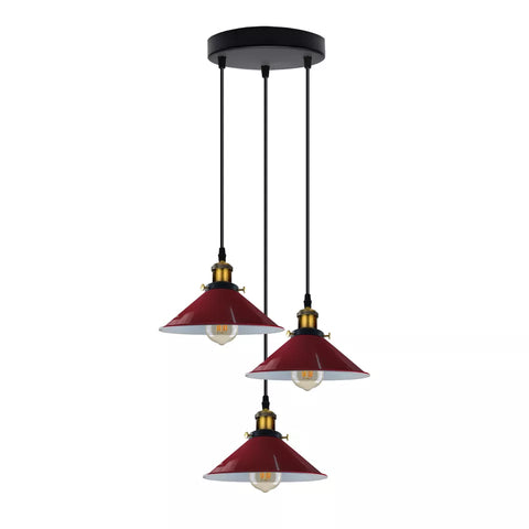 Industriel Vintage métal suspension abat-jour lustre rétro plafond bordeaux abat-jour ~ 3855