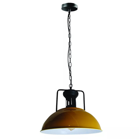 Plafond suspendu réglable en métal vintage industriel, abat-jour jaune, support E27Uk ~ 3805
