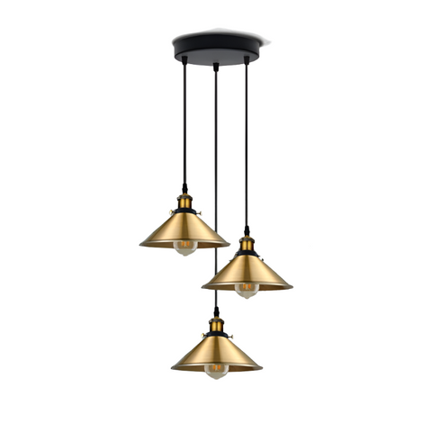 Industriel Vintage métal suspension abat-jour lustre rétro plafond jaune laiton abat-jour ~ 3860