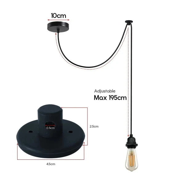 Suspension E27 noire avec câble
