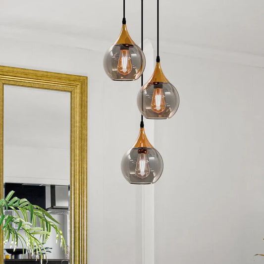 suspension verre fumé vintage E27