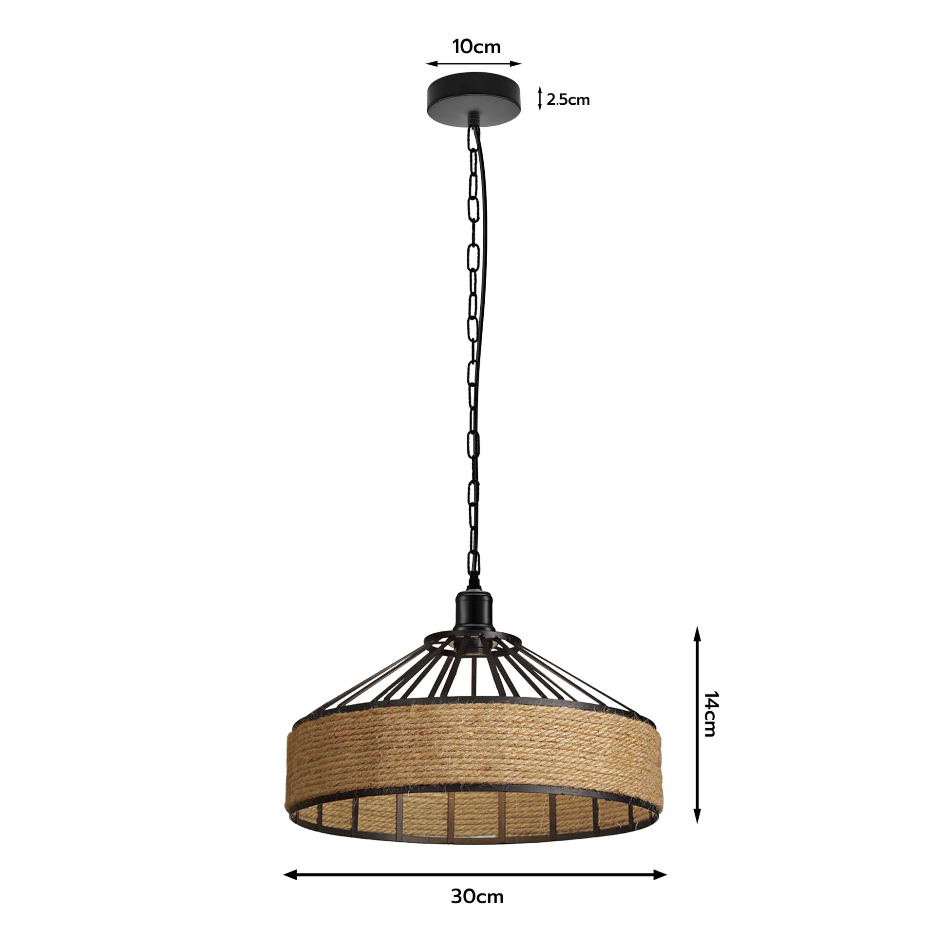 Metal hanging pendant light size