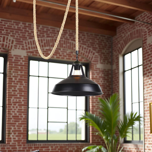 Suspension corde de chanvre style industriel vintage