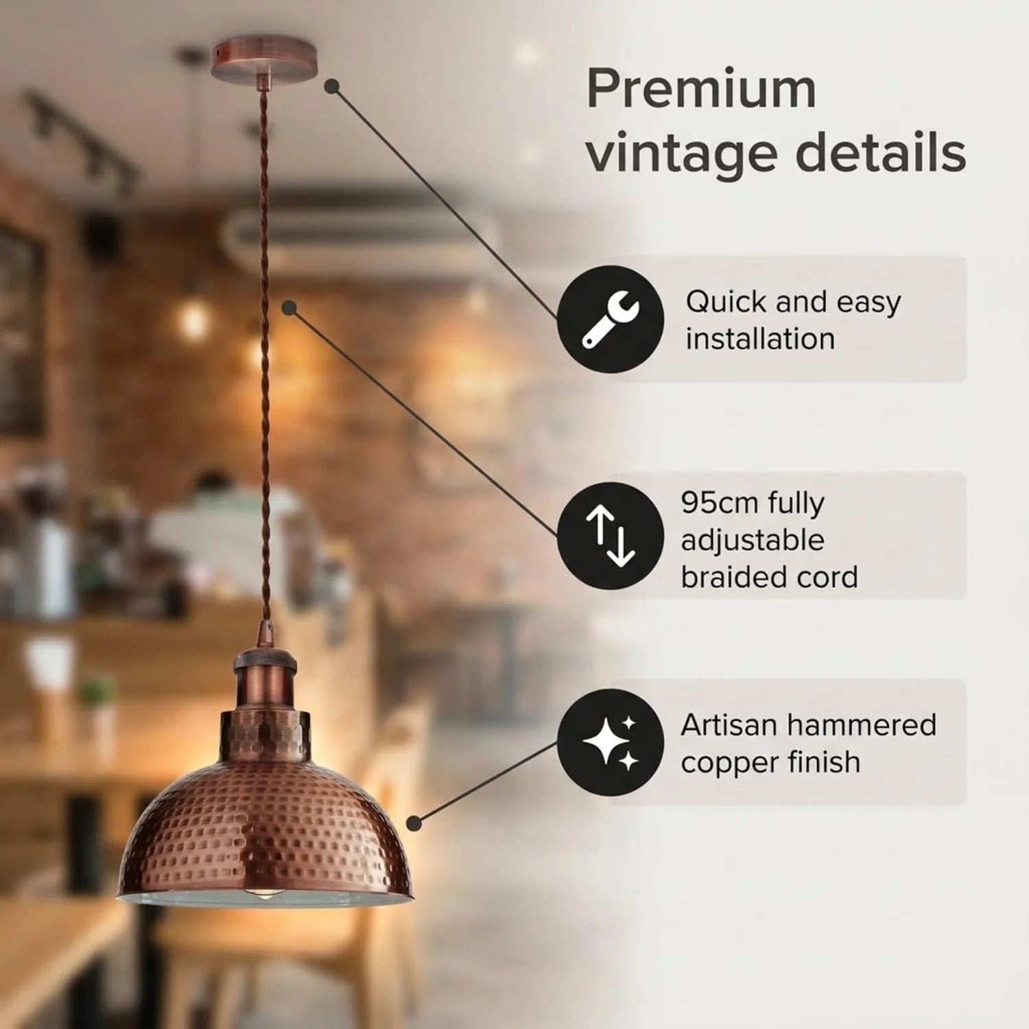 suspension cuivre design vintage