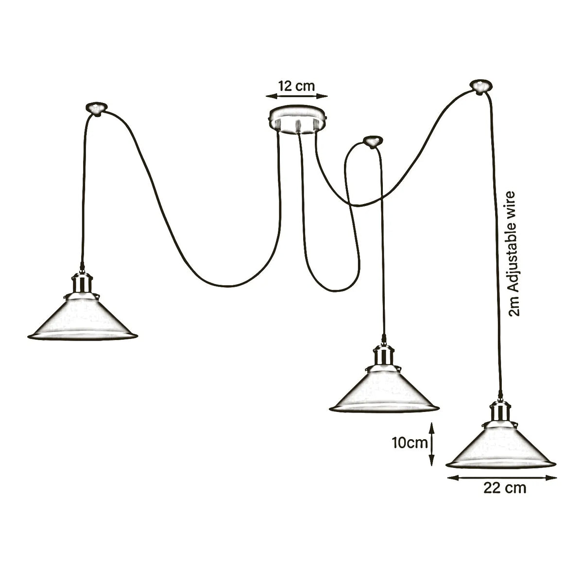 suspension araignée 3 fils, Lustre grappe 3 lampes