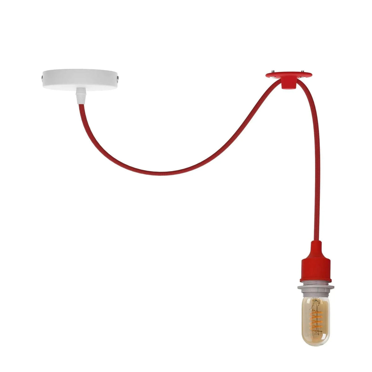 Suspension lustre araignée industriel rouge - vue face