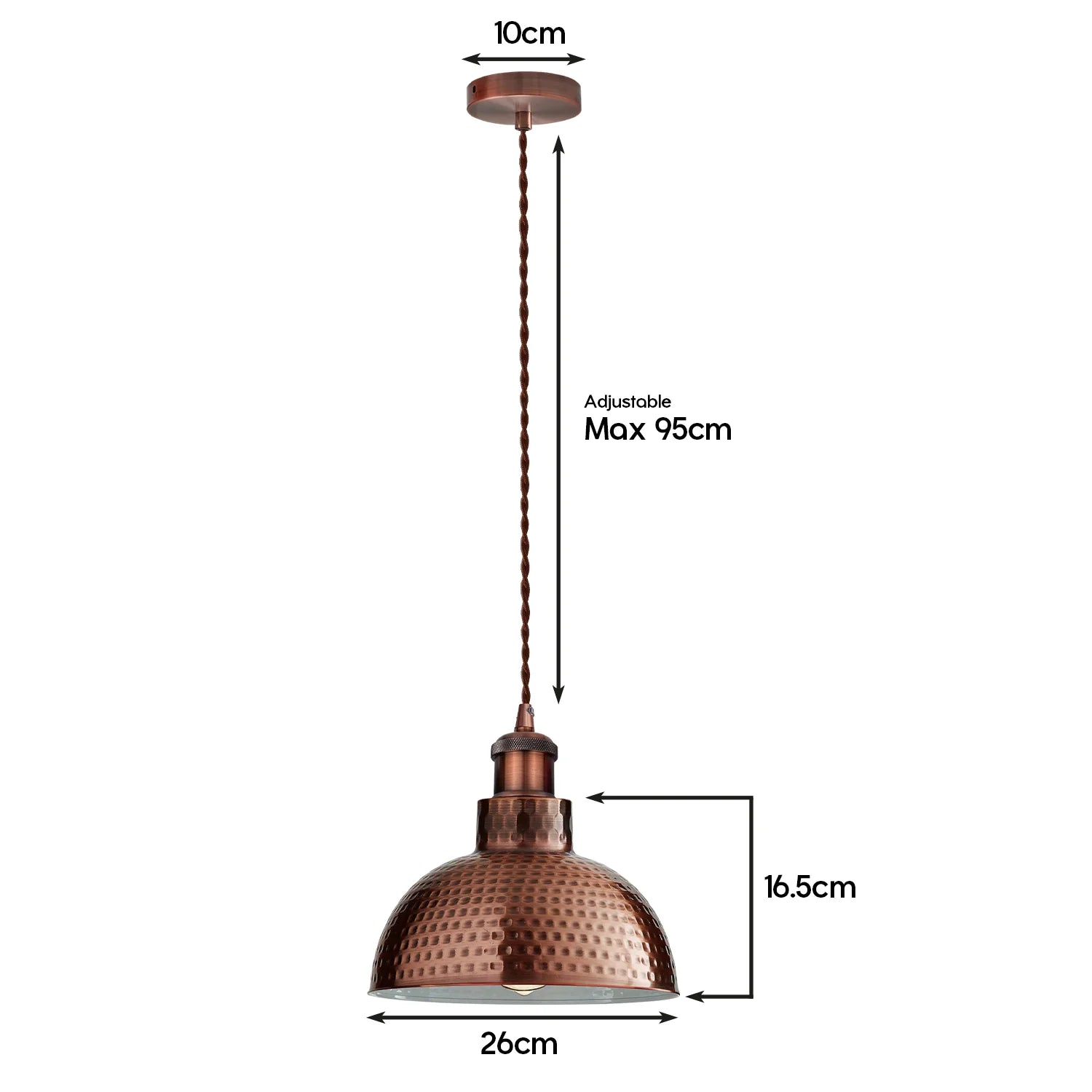 suspension cuivre réglable E27