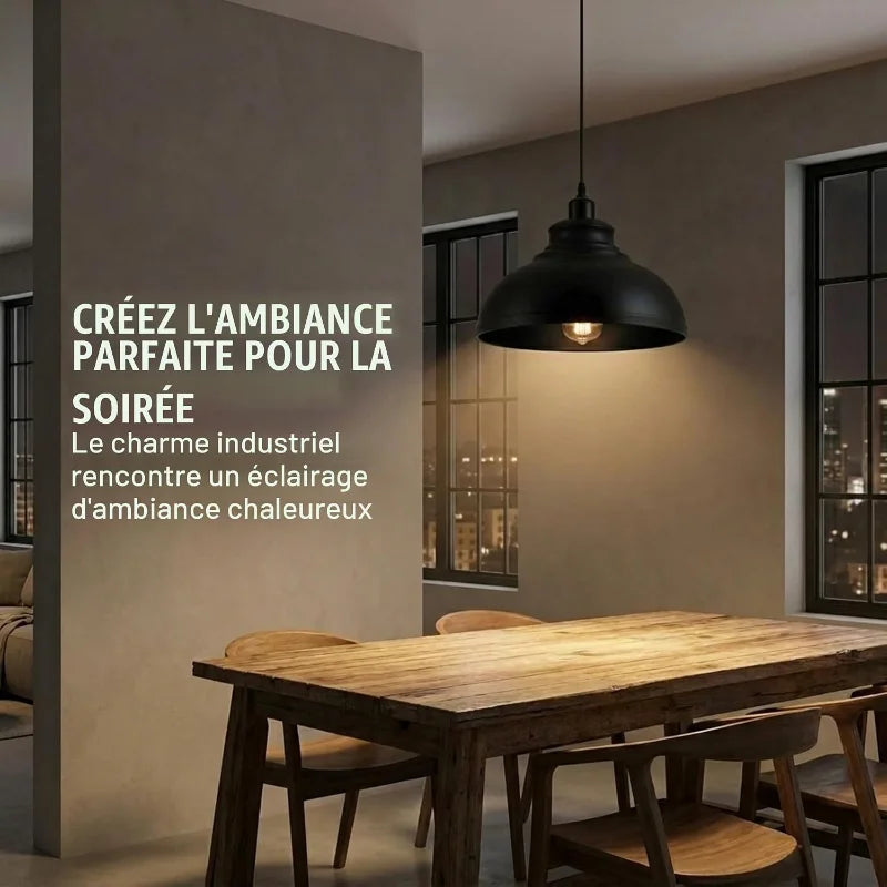 suspension industrielle vintage Noire