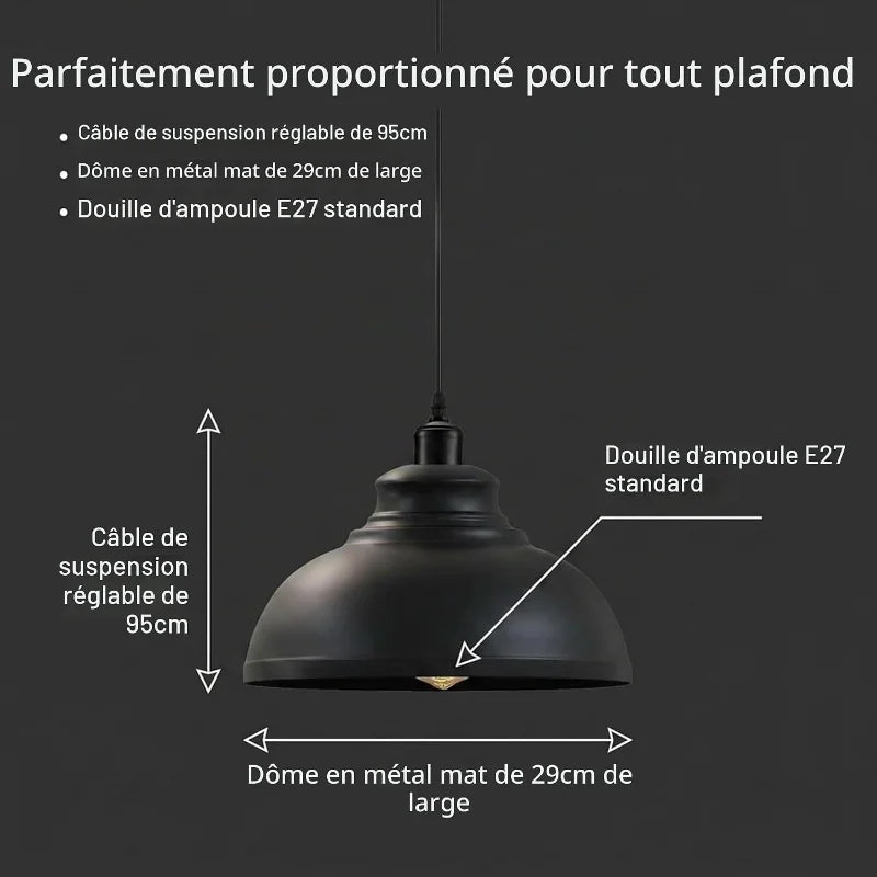 suspension luminaire industriel Noir