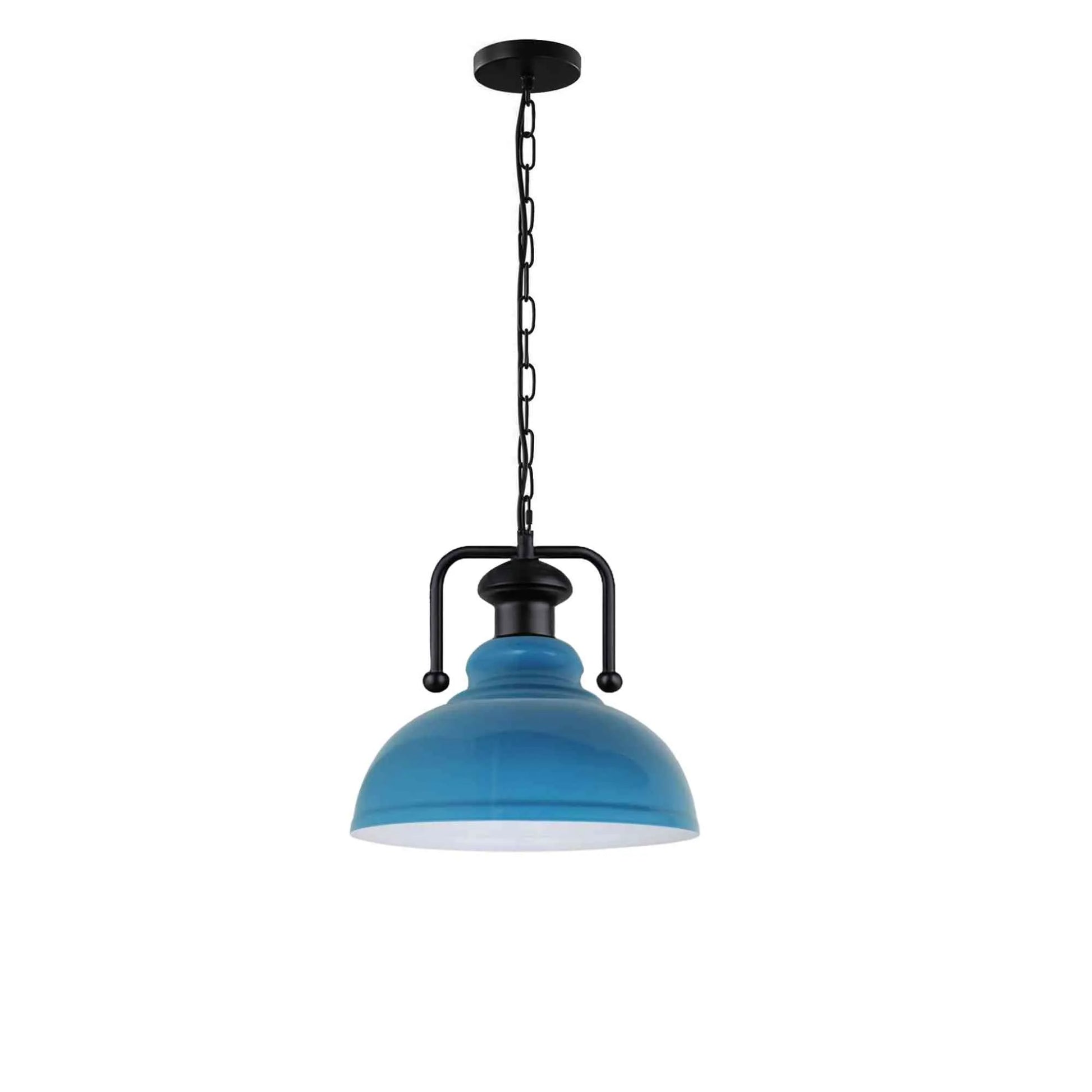 suspension luminaire industrielle rétro est un modèle en métal avec un abat-jour en forme de dôme bleu