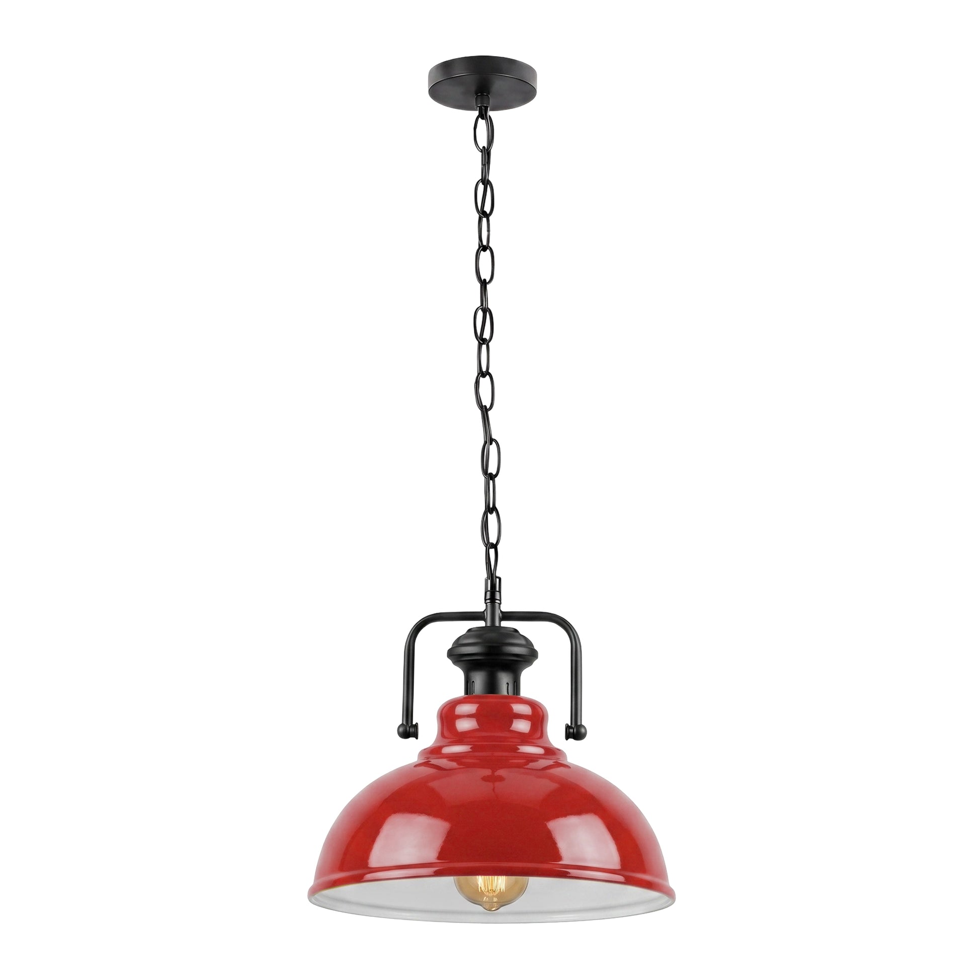 suspension luminaire industrielle rouge apporte une touche rétro et vintage