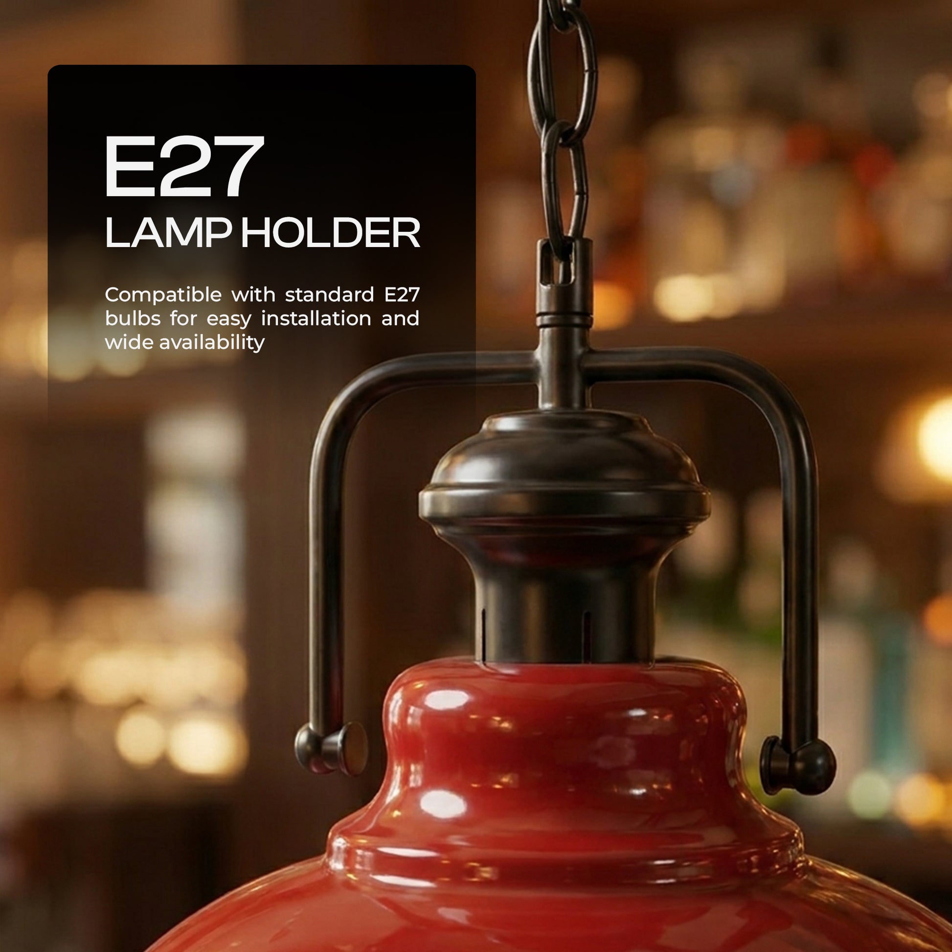suspension luminaire industrielle rouge E27