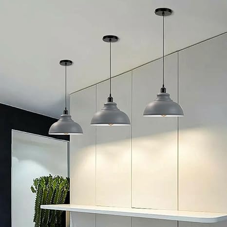 Suspension industrielle vintage en métal Gris