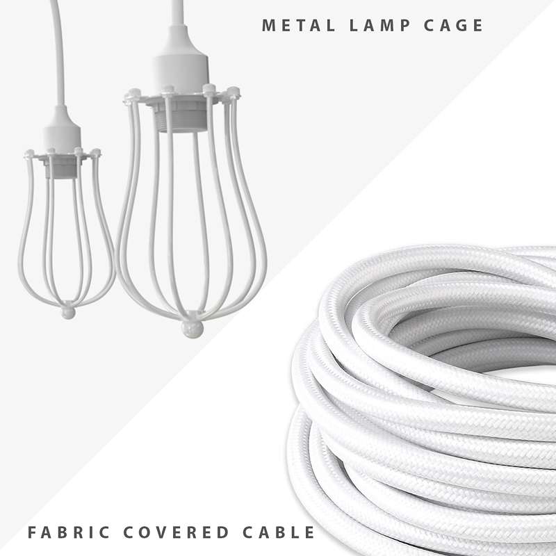 white metal lamp cage with cable