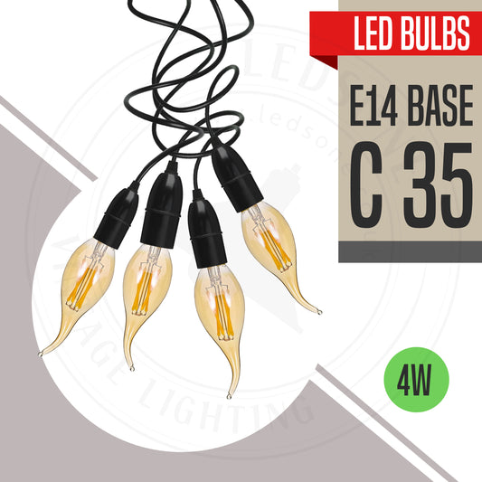 C35 Bougie LED E14 Vis 4W Ampoule à filament courbé à intensité variable ~ 3220