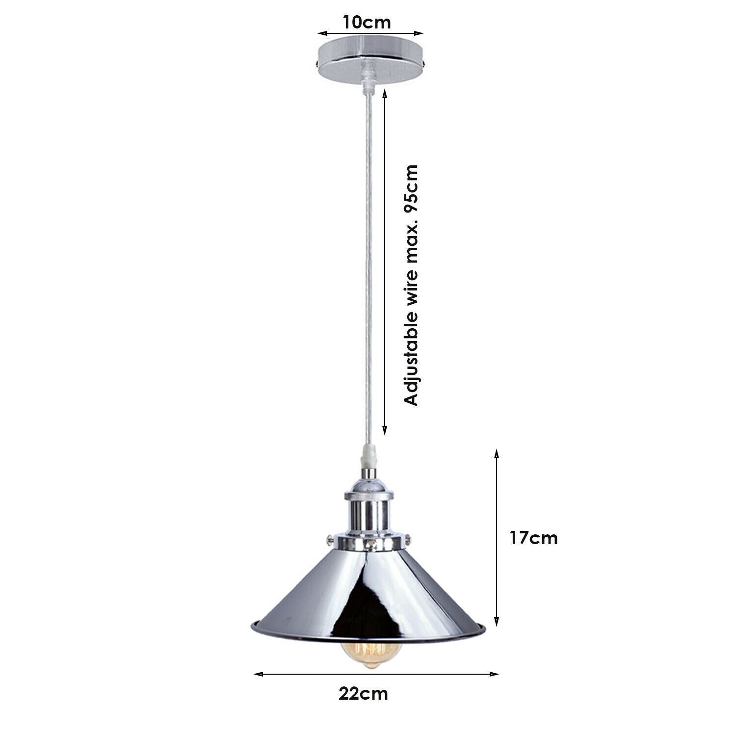 Vintage  Modern Metal Ceiling Pendant Light Chrome Hanging Lamp With 95cm Adjustable Wire~1337 - LEDSone UK Ltd