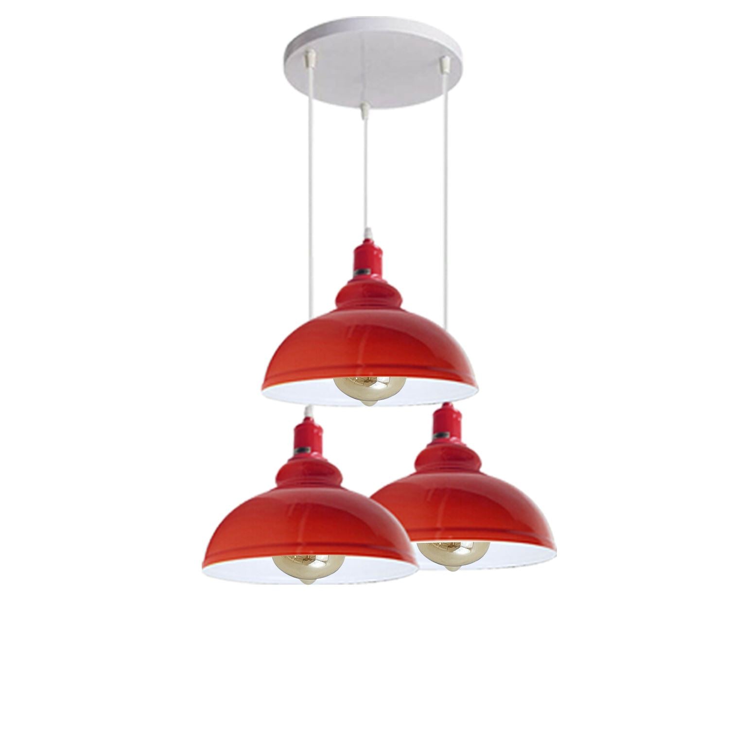 3 Ceiling lamp Pendant Cluster Light Modern Light Fitting Red/Black Lampshades~1356 - LEDSone UK Ltd