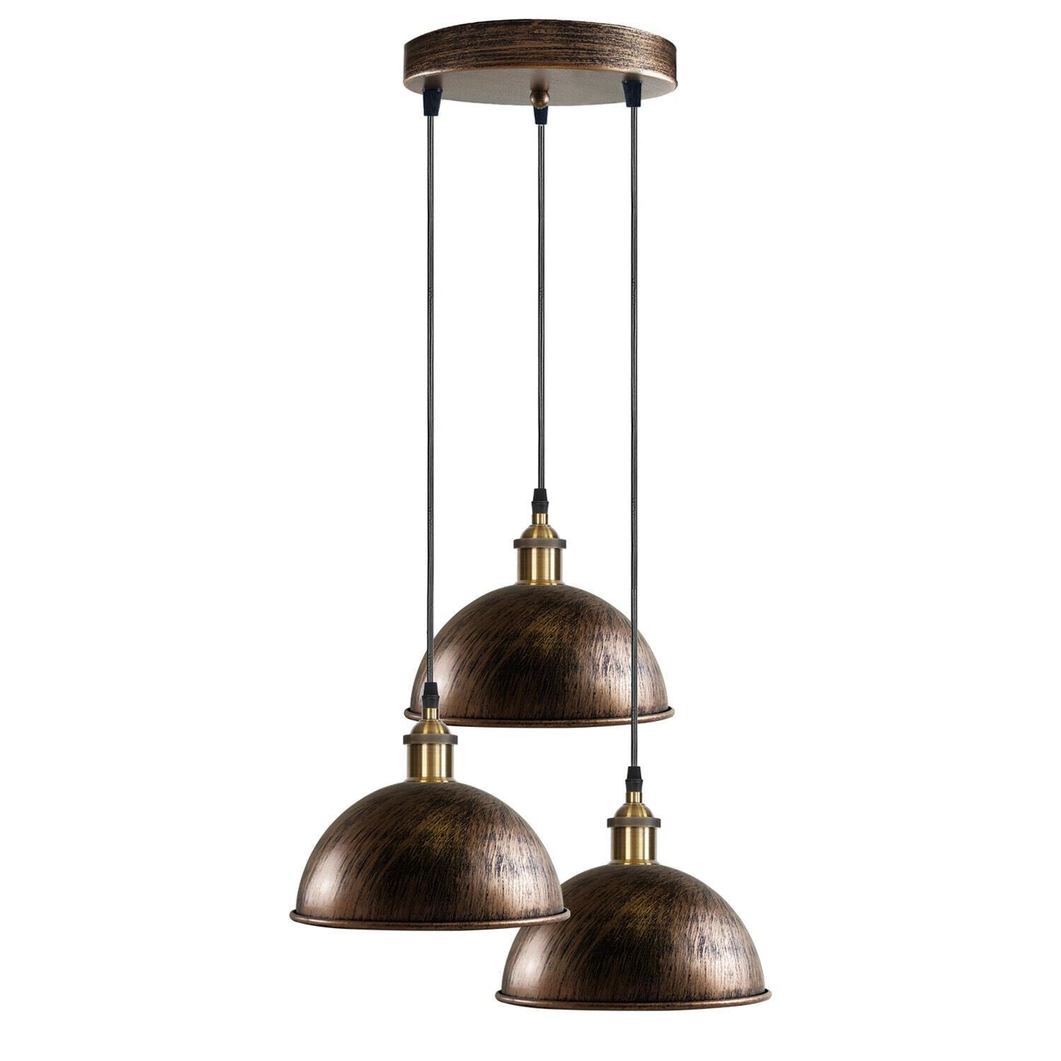 Vintage Industrial Retro 3Head Dome Ceiling Pendant Lamp Shade Light 