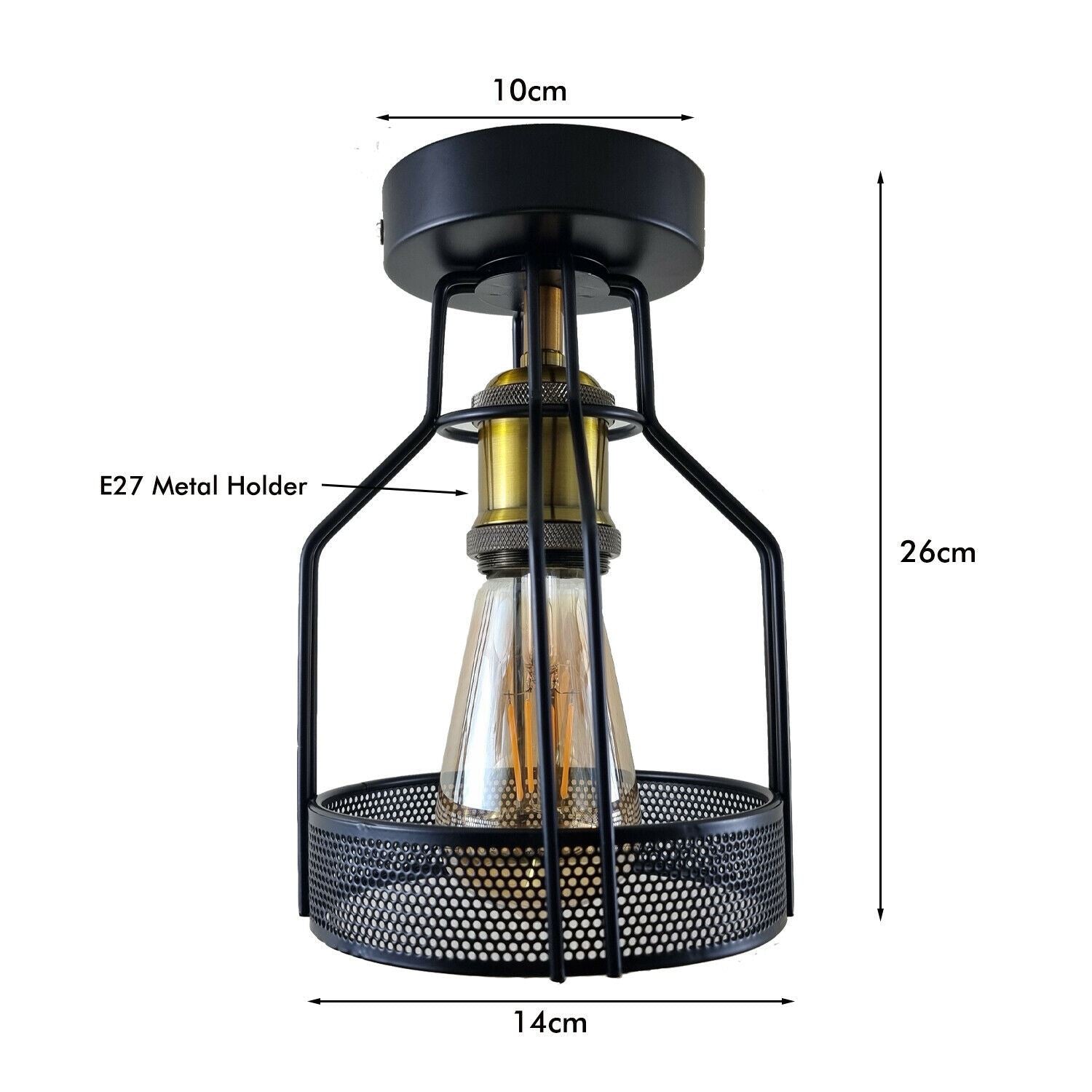 Vintage Industrial Semi Flush Mount Cage Easy Fit Indoor Light~1219 - LEDSone UK Ltd