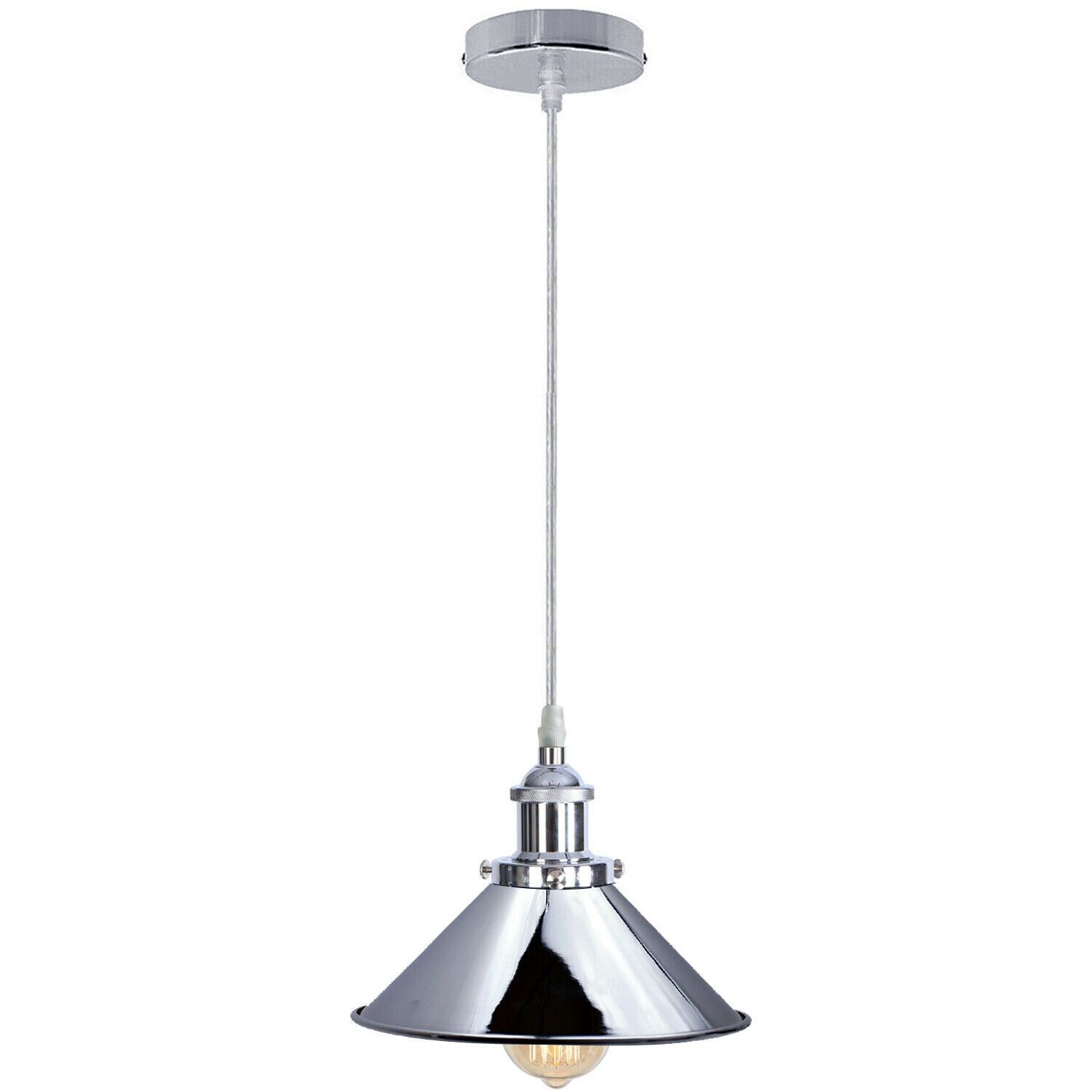 Vintage  Modern Metal Ceiling Pendant Light Chrome Hanging Lamp With 95cm Adjustable Wire~1337 - LEDSone UK Ltd