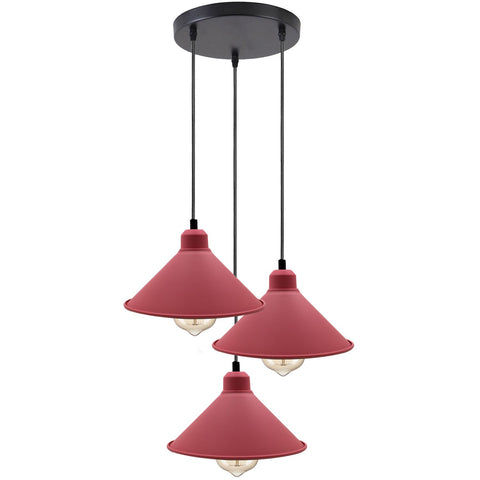 Lustre suspendu industriel rétro, abat-jour conique de plafond, couleur rose, suspension en métal Vintage ~ 1001