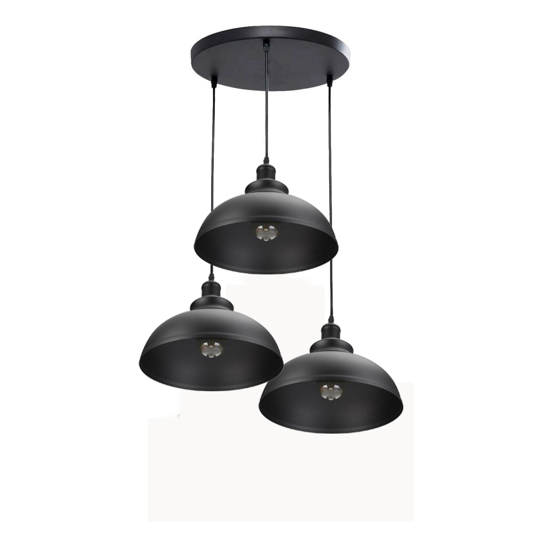 3 Ceiling lamp Pendant Cluster Light Modern Light Fitting Red/Black Lampshades~1356 - LEDSone UK Ltd