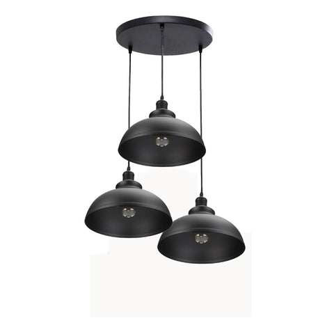 3 plafonniers suspendus en grappe, luminaire moderne, abat-jour rouge/noir ~ 1356