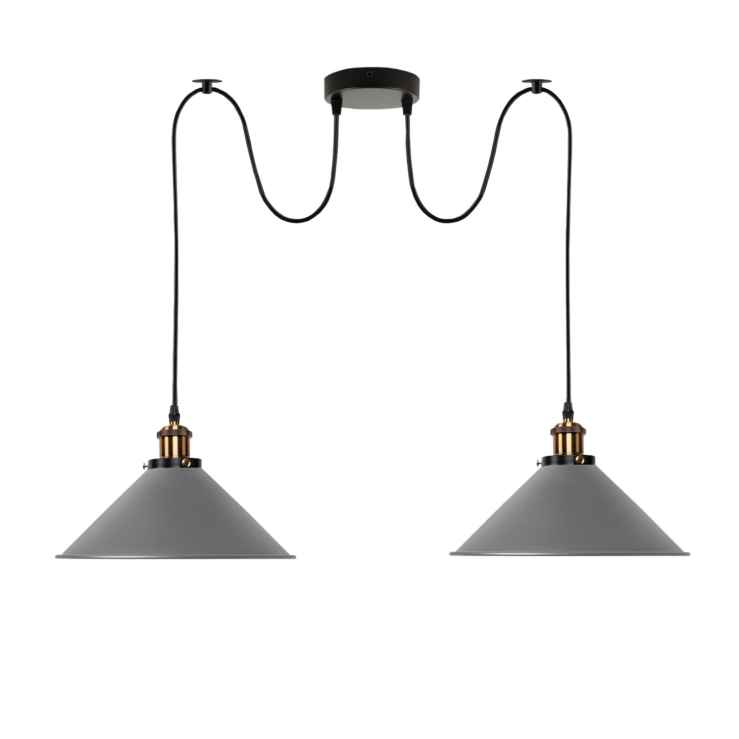 Grey 2 Way Retro Industrial Ceiling E27 Hanging Lamp Pendant Light~3503 - LEDSone UK Ltd