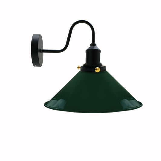 Industrial Vintage Green colour Swan Neck Wall Light Indoor Sconce Metal Cone Shape Shade~3484 - LEDSone UK Ltd