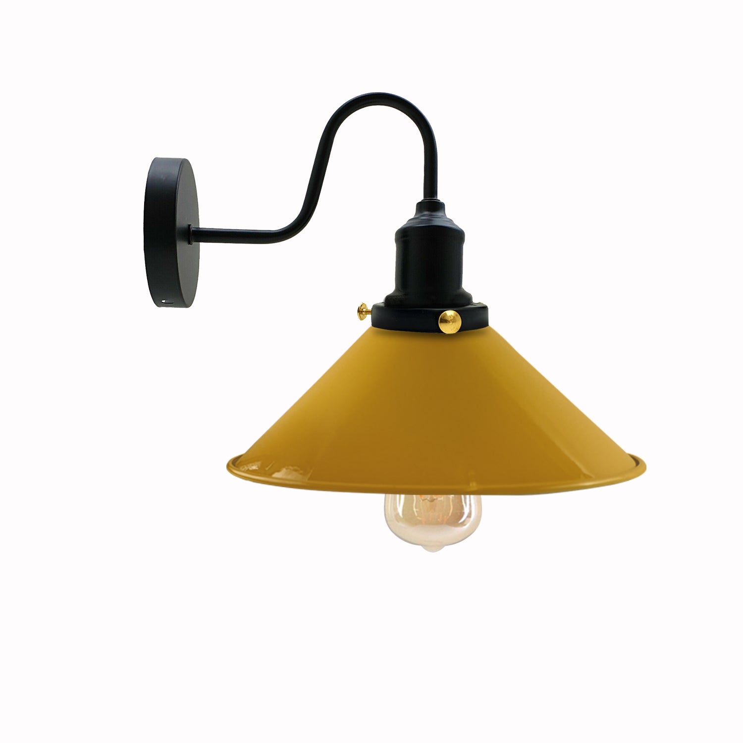 LEDSone Industrial Vintage Swan Neck Indoor Sconce Metal Cone Yellow Shape Shade~3486 - LEDSone UK Ltd