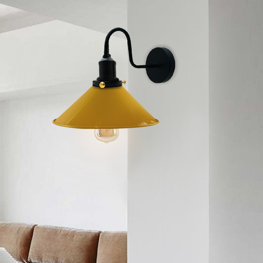 LEDSone Industrial Vintage Swan Neck Indoor Sconce Metal Cone Yellow Shape Shade~3486 - LEDSone UK Ltd